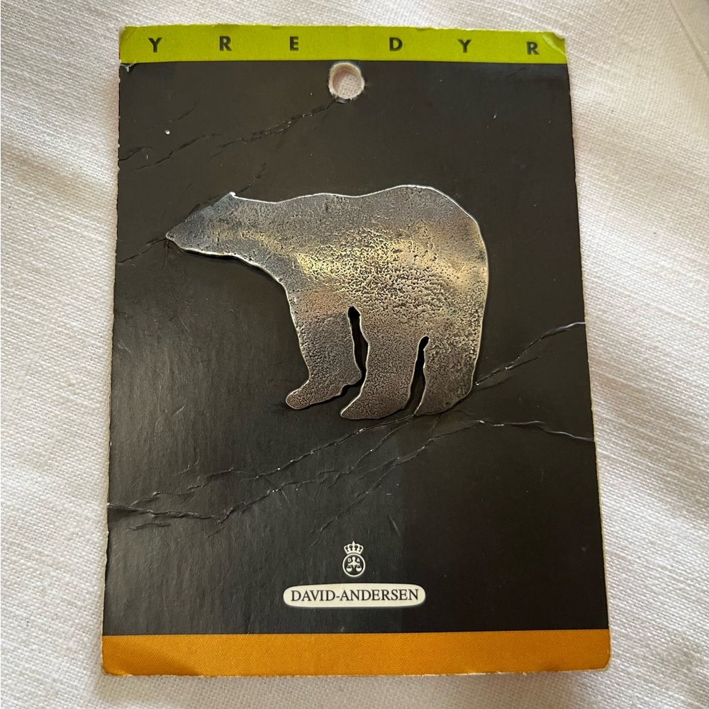 Sterling Silver Vintage Bear Brooch David Andersen Norway on Original Card Rare